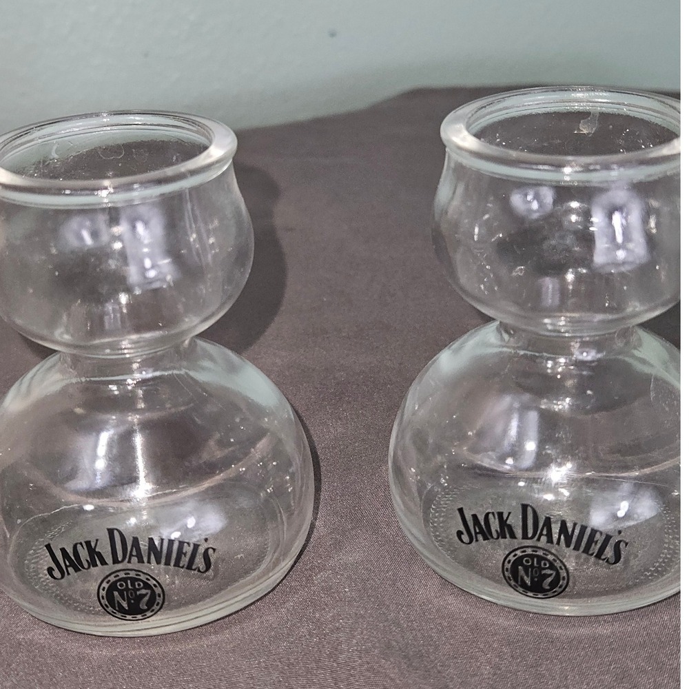 Jack Daniels Old No 7 Glass Shot Glasses Liquor Barware Set of 2